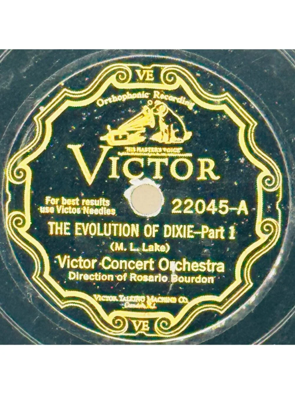 Victor Concert Orchestra Evolution Of Dixie 10 Inch Shellac 78 RPM Victor 22045 - Picture 2 of 6